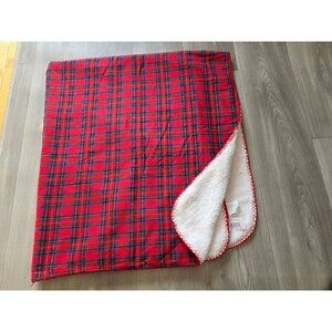 Comfort Bay Red Plaid Sherpa Throw Blanket 50" X 60" Polyester & Cotton